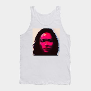 On the Wall - Red Glitch Art Portrait Tank Top